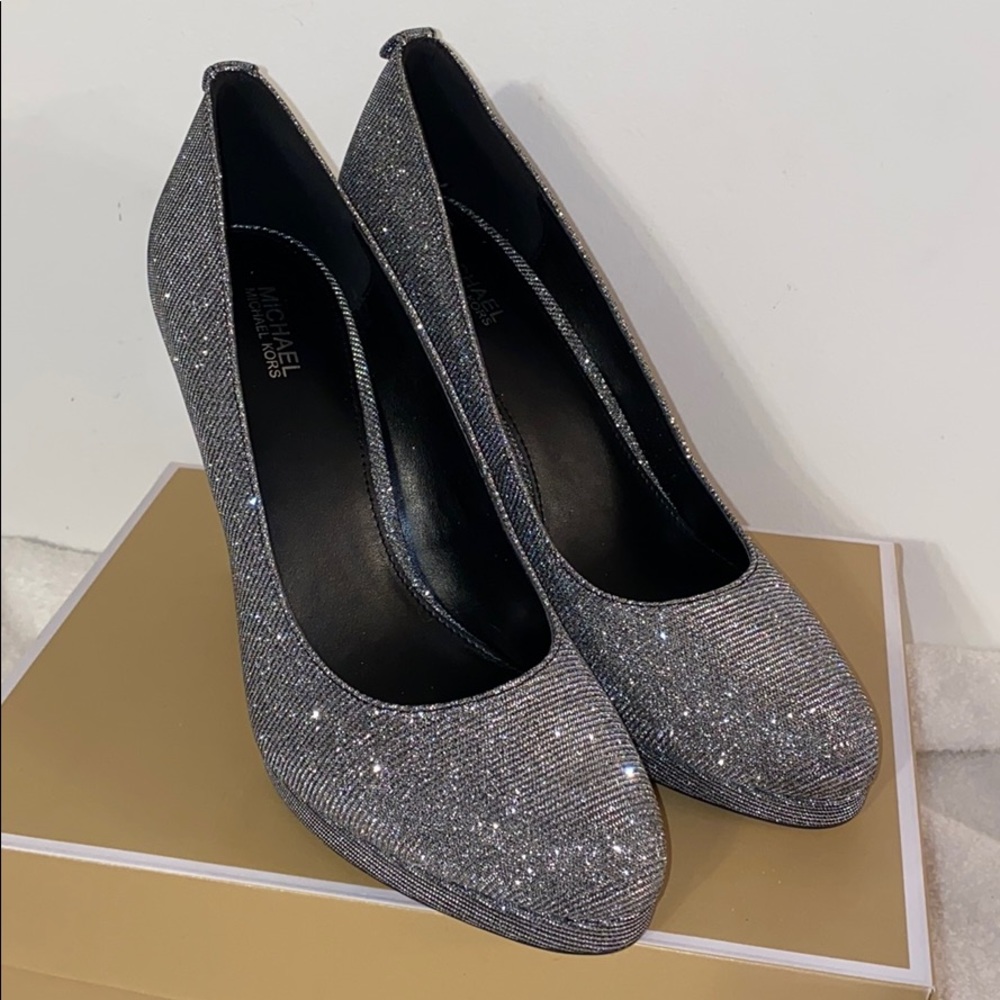 NEW Michael Kors Ethel Pumps Glitter Chain Mesh 8M
